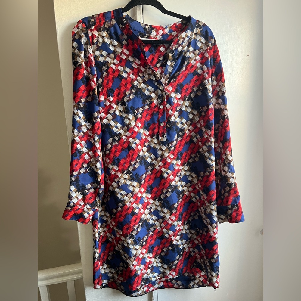 Stylish Red and Blue Plaid Dress